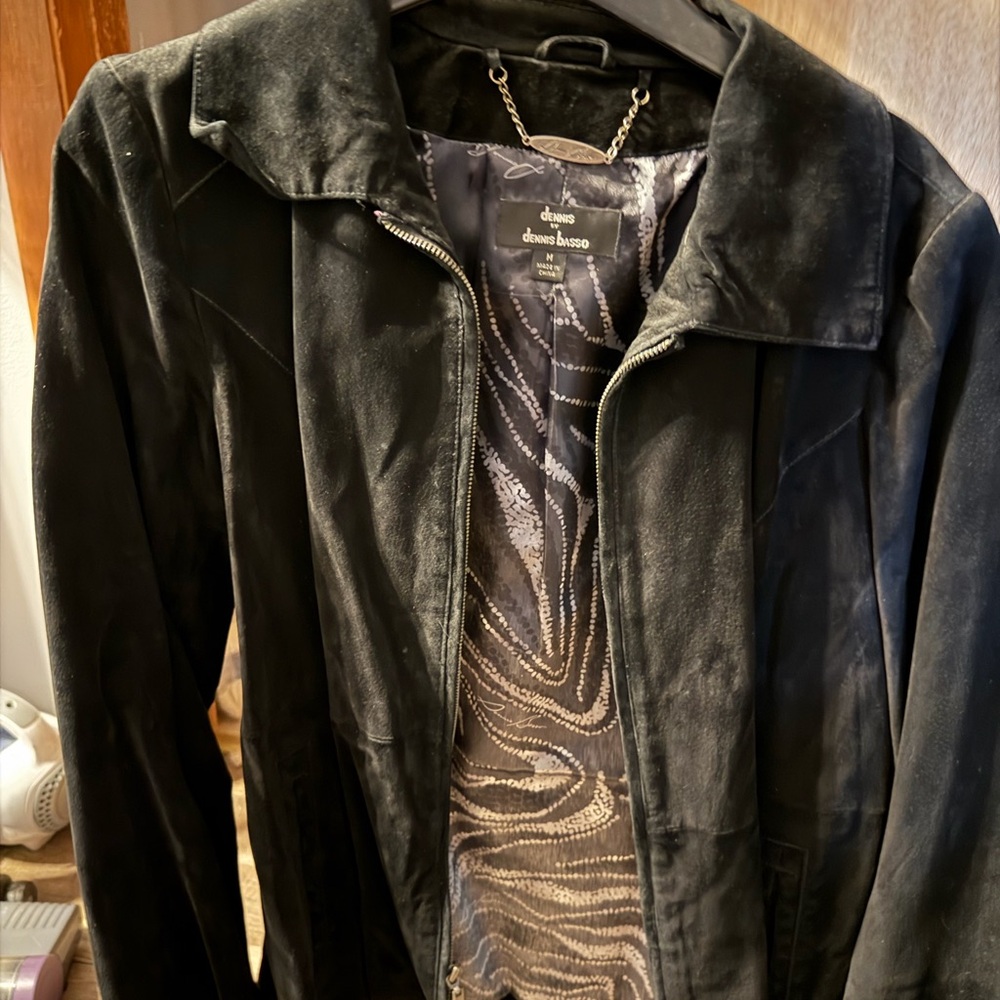 Dennis Basso Black Women's Suede Jacket